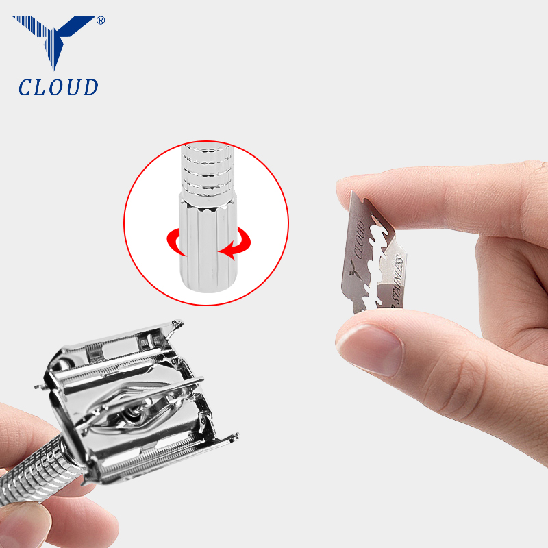 74 สแตนเลสสองขอบบิดเปิดมีดโกนคู่มือรูปตัว T