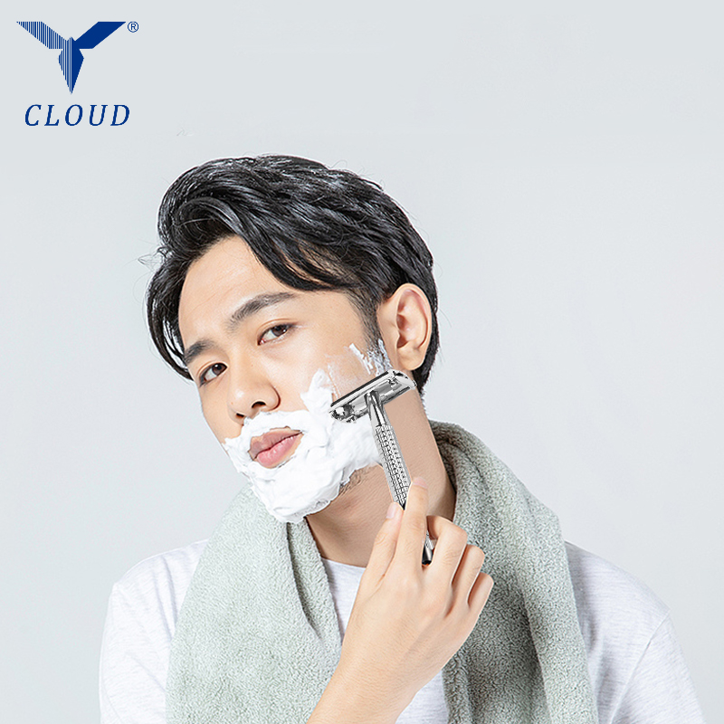 74 สแตนเลสสองขอบบิดเปิดมีดโกนคู่มือรูปตัว T